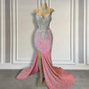 Luxury Crystal Pink Sequin Prom Dress