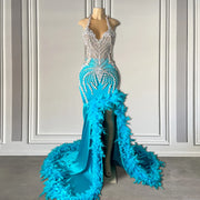 Exquisite Cyan Blue Mermaid Prom Gown