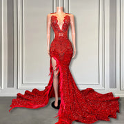 Diamond Red Mermaid Prom Dress