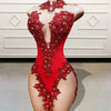 Mannequin Wearing a Red Diamond Birthday Party Cocktail Dress with Sparkling Embellishments, Styled for Glamorous Celebrations