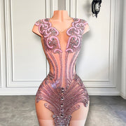 Pink Diamond Sheer Cocktail Dress