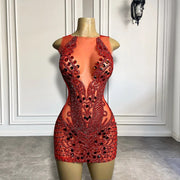 Red Rhinestone Cocktail Dress