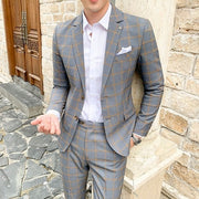 Men's 3 Piece Set AutumnPlaid Suit Luxury Slim Fit
