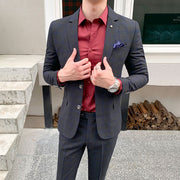 Men's 3 Piece Set AutumnPlaid Suit Luxury Slim Fit