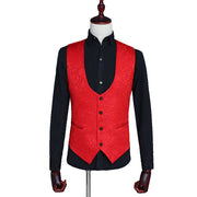 Men's Groom Dress New Green Fruit Collar Show Hosting Nightclub Suit Three-piece Jacquard Studio Trajes Elegante Para Hombres