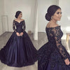 V-Neck Navy Blue Quinceanera Dress