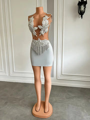 Dazzling Beaded Party Dress with Sheer Elements