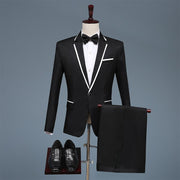 New Men's Suit Two-piece Version Slim White Professional Groomsman Groom Dress Send Bow Tie Suit Men's Clothing Homme