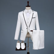 New Men's Suit Two-piece Version Slim White Professional Groomsman Groom Dress Send Bow Tie Suit Men's Clothing Homme