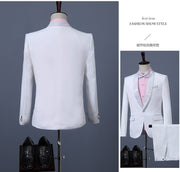 New Men's Suit Two-piece Version Slim White Professional Groomsman Groom Dress Send Bow Tie Suit Men's Clothing Homme