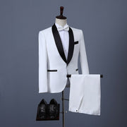 New Men's Suit Two-piece Version Slim White Professional Groomsman Groom Dress Send Bow Tie Suit Men's Clothing Homme