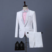 New Men's Suit Two-piece Version Slim White Professional Groomsman Groom Dress Send Bow Tie Suit Men's Clothing Homme