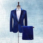 New Studiostage Performance Dress Velvet Hot Gold Edged Men's Suit Suit Singer MC Performance Color Trajes Elegante Para Hombres