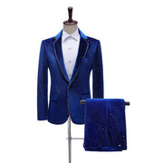 New Studiostage Performance Dress Velvet Hot Gold Edged Men's Suit Suit Singer MC Performance Color Trajes Elegante Para Hombres