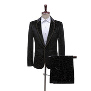 New Studiostage Performance Dress Velvet Hot Gold Edged Men's Suit Suit Singer MC Performance Color Trajes Elegante Para Hombres