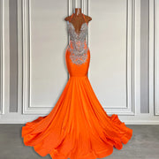 Orange Halter Mermaid Prom Dress 2024