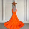 Orange Halter Mermaid Prom Dress