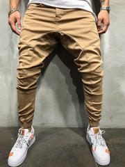 Hip Hop Patch Ruched Long Pants Men