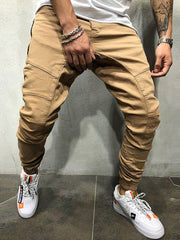 Hip Hop Patch Ruched Long Pants Men