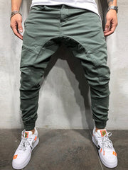 Hip Hop Patch Ruched Long Pants Men