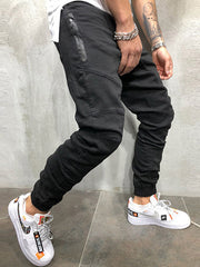 Hip Hop Patch Ruched Long Pants Men