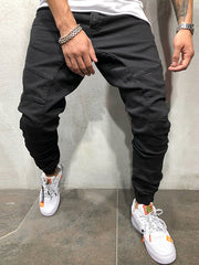 Hip Hop Patch Ruched Long Pants Men