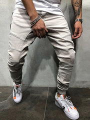 Hip Hop Patch Ruched Long Pants Men