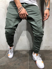 Hip Hop Patch Ruched Long Pants Men