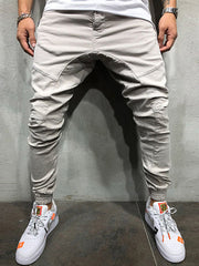 Hip Hop Patch Ruched Long Pants Men