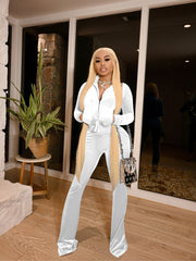 Sporty Velvet Solid Zipper 2 Piece Pant Sets
