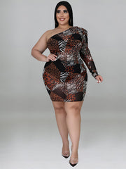 Gauze Printed Plus Size Long Sleeve Dresses