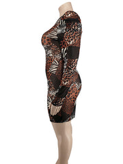 Gauze Printed Plus Size Long Sleeve Dresses