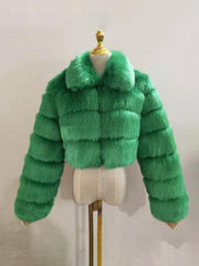 Elegant Zipper Down Ladies Faux Fur Winter Coats