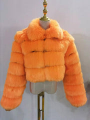 Elegant Zipper Down Ladies Faux Fur Winter Coats