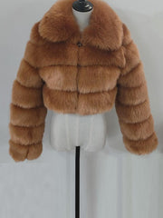 Elegant Zipper Down Ladies Faux Fur Winter Coats