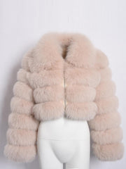 Elegant Zipper Down Ladies Faux Fur Winter Coats