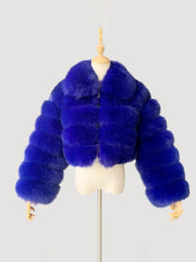 Elegant Zipper Down Ladies Faux Fur Winter Coats