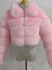 Elegant Zipper Down Ladies Faux Fur Winter Coats