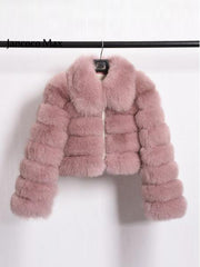 Elegant Zipper Down Ladies Faux Fur Winter Coats