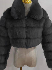 Elegant Zipper Down Ladies Faux Fur Winter Coats