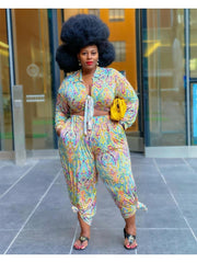 Paisley  Printed Blouse And Trouser Plus Size Set