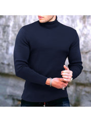 Turtle Neck  Pure Color Long Sleeve Tees