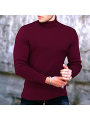 Turtle Neck  Pure Color Long Sleeve Tees