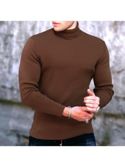 Turtle Neck  Pure Color Long Sleeve Tees