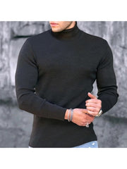 Turtle Neck  Pure Color Long Sleeve Tees