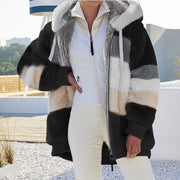 Casual Winter Contrast Color Faux Fur Coats