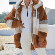 Casual Winter Contrast Color Faux Fur Coats