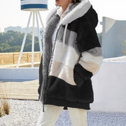 Casual Winter Contrast Color Faux Fur Coats