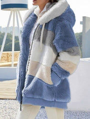 Casual Winter Contrast Color Faux Fur Coats