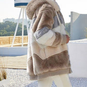 Casual Winter Contrast Color Faux Fur Coats